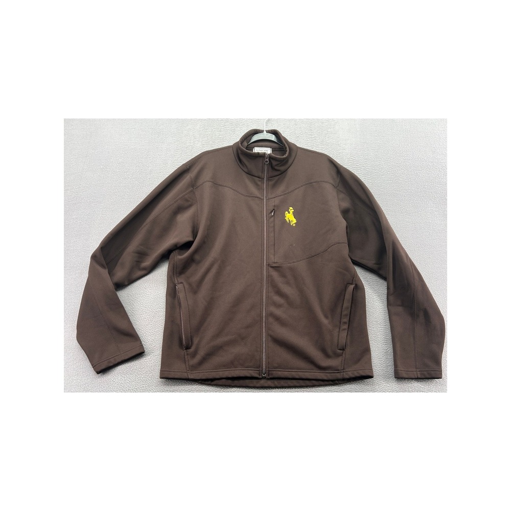 VTG Know Wear Jacket Men's XL Brown Yello Bronco Logo Fleece Full Zip Lined